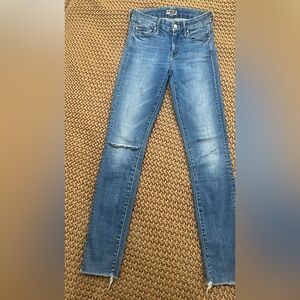 MOTHER Distressed Blue Skinny Jeans